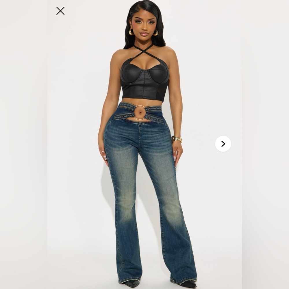 Set The Tone Low Rise Flare Jeans - Medium Wash